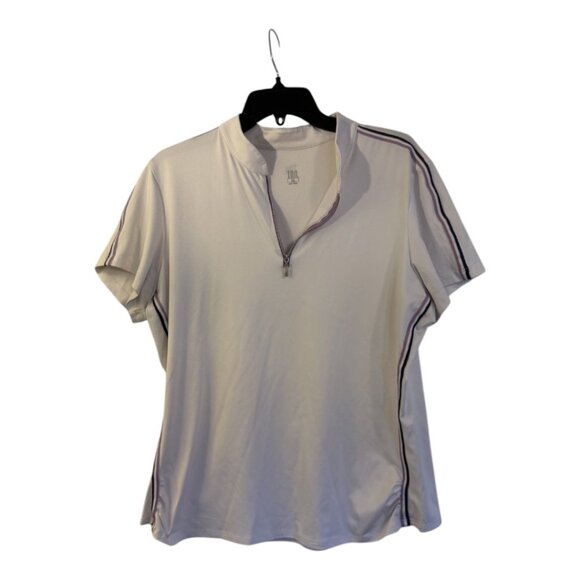 Tail Tops - Tail Golf Polo Shirt White with Stripe Detail Stretchy Activewear Top Size XL